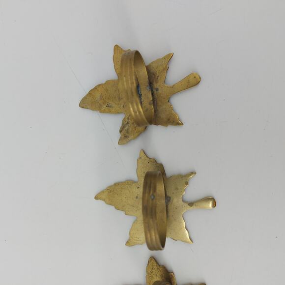 Thanksgiving Fall Leaves Napkin Rings Dining Gold Tone Lot 3 - Picture 11 of 12